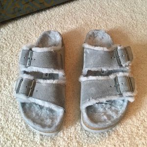 birkenstock arizona shearling dove grey